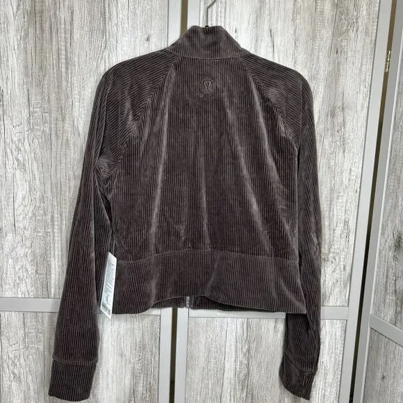 Lululemon Scuba Track Jacket Velvet Cord Full Zip Brown Color Size 12 NWT - Picture 8 of 8